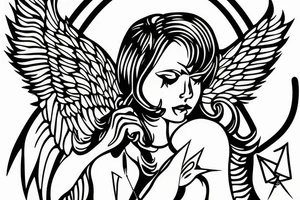 Angel pierced by arrow tattoo idea