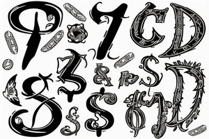 Dollar sign with 03 in the back tattoo idea