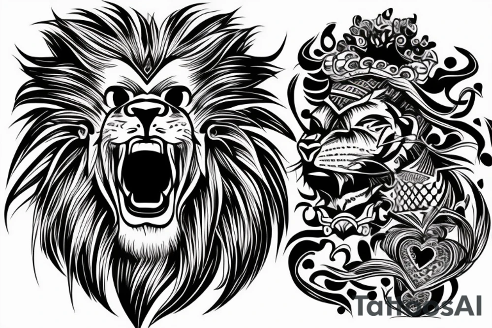 Lion head with a heart.Resembling Lionheart. tattoo idea