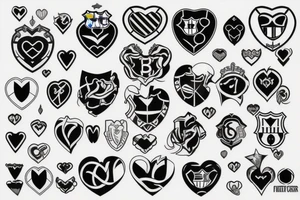 half heart with other half barcelona crest tattoo idea