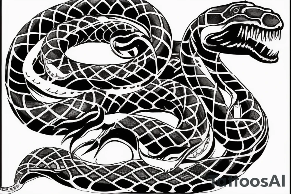 A snake to wrap around arm with fangs out tattoo idea