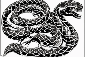 A snake to wrap around arm with fangs out tattoo idea