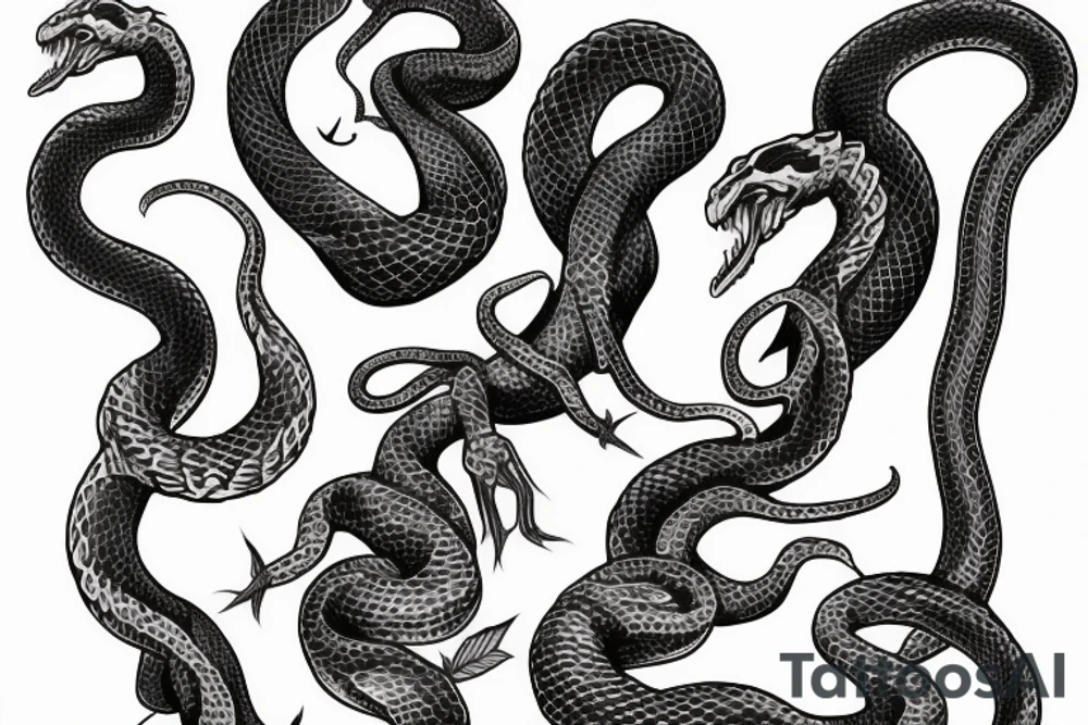 A snake to wrap around arm with fangs out tattoo idea
