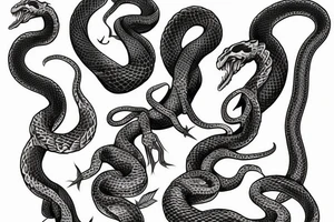 A snake to wrap around arm with fangs out tattoo idea