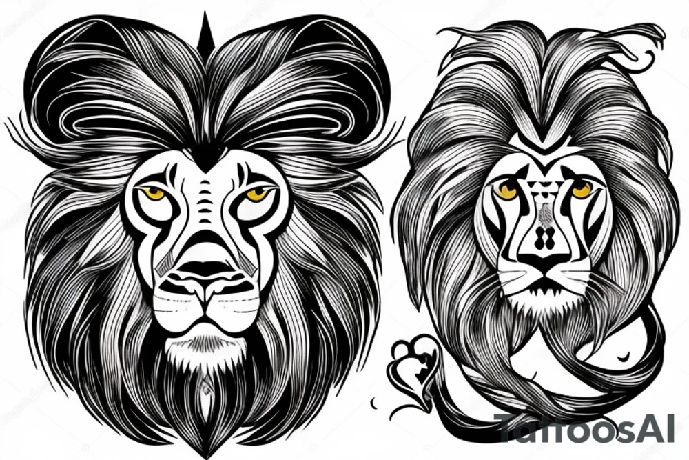 Lion head with a heart. tattoo idea