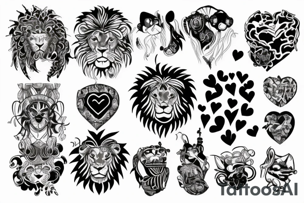 Lion head with a heart. tattoo idea
