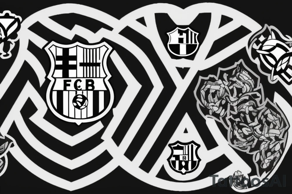 half heart with other half barcelona football club crest tattoo idea