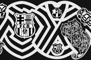 half heart with other half barcelona football club crest tattoo idea