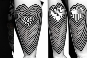 half heart with other half barcelona football club crest tattoo idea