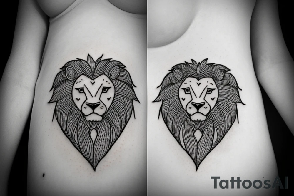 Lion head with a heart. tattoo idea