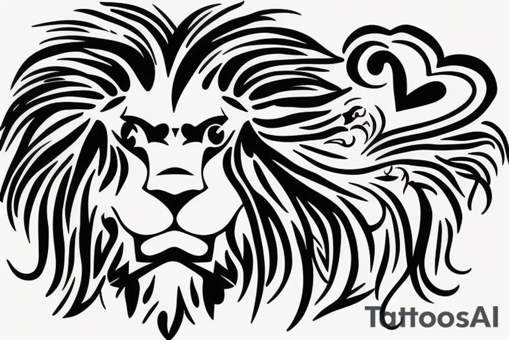 Lion head with a heart. tattoo idea