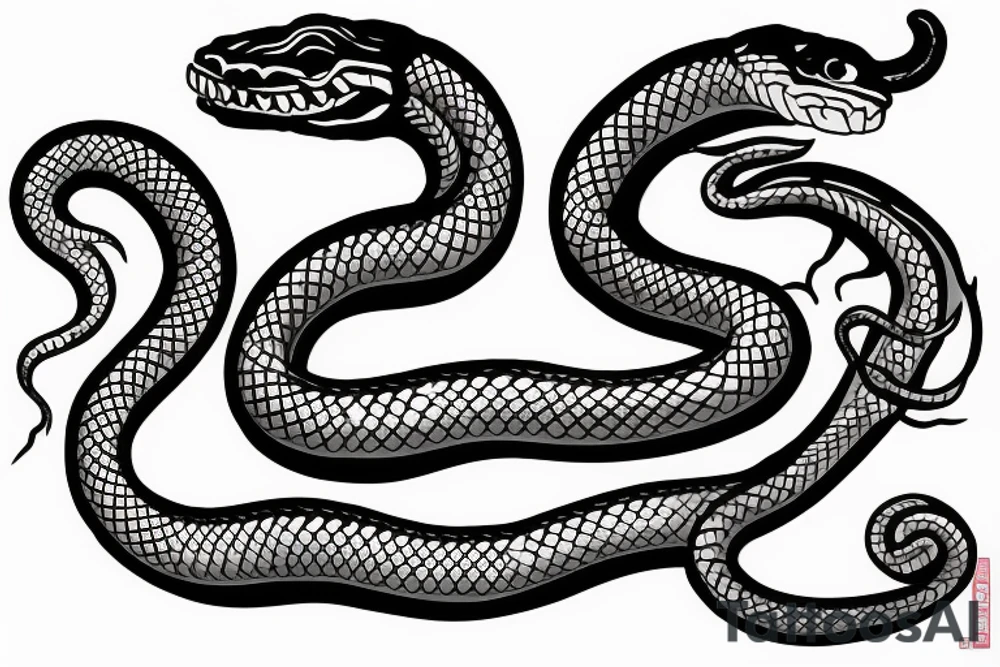 A snake to wrap around arm with fangs out tattoo idea