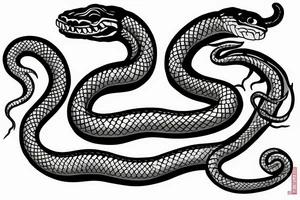 A snake to wrap around arm with fangs out tattoo idea