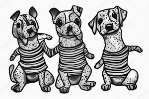 Cute dogs holding hands with sweaters on tattoo idea