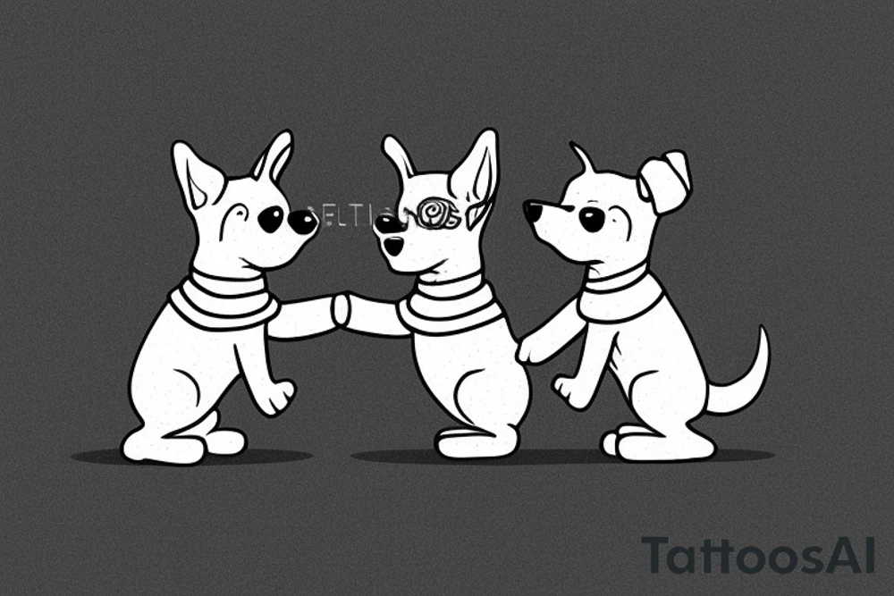 Cute dogs holding hands with sweaters on tattoo idea
