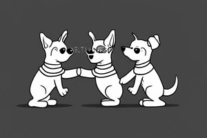 Cute dogs holding hands with sweaters on tattoo idea