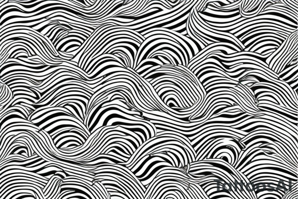 Create an intricate pattern of black and white waves that form a repeating geometric shape, inspired by traditional tattoo art tattoo idea