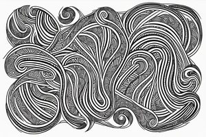 Create an intricate pattern of black and white waves that form a repeating geometric shape, inspired by traditional tattoo art tattoo idea