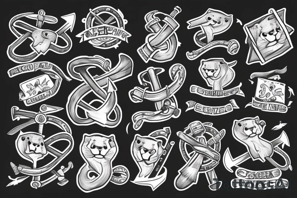 an otter with an anchor behind it tattoo idea