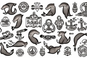 an otter with an anchor behind it tattoo idea