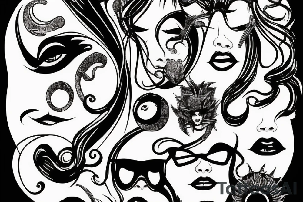 Medusa smirking while looking over sun glasses tattoo idea