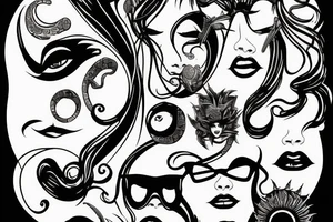 Medusa smirking while looking over sun glasses tattoo idea