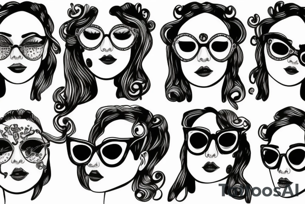 Medusa smirking and having sun glasses under her green eyes tattoo idea