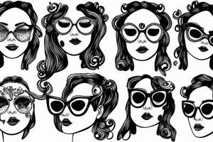 Medusa smirking and having sun glasses under her green eyes tattoo idea