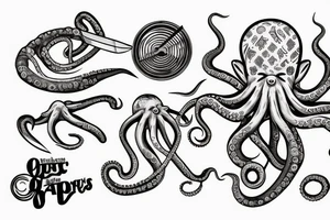 Octopus holding a chef's knife tattoo idea