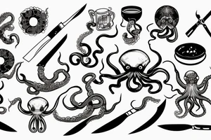 Octopus holding a chef's knife tattoo idea
