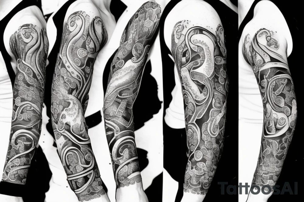 Octopus sleeve chef knife tattoo idea