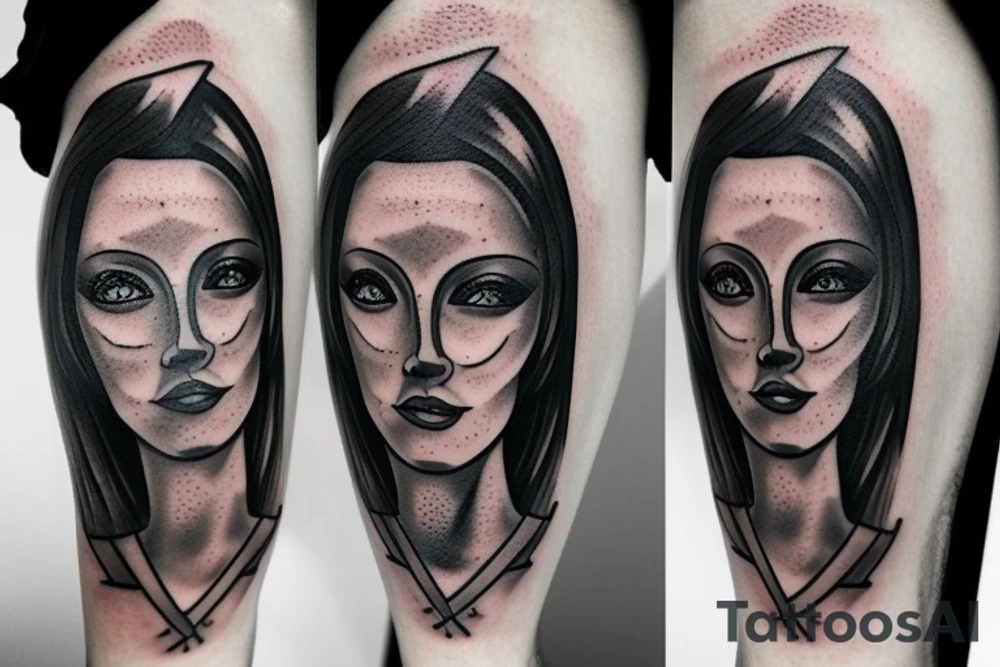 woman face, christ, clean, negativ tattoo idea