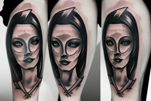 woman face, christ, clean, negativ tattoo idea