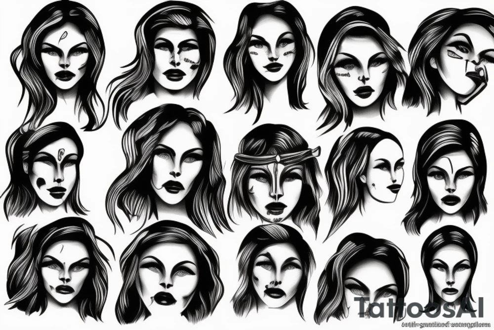 woman face, christ, clean, negativ tattoo idea