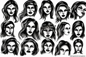 woman face, christ, clean, negativ tattoo idea