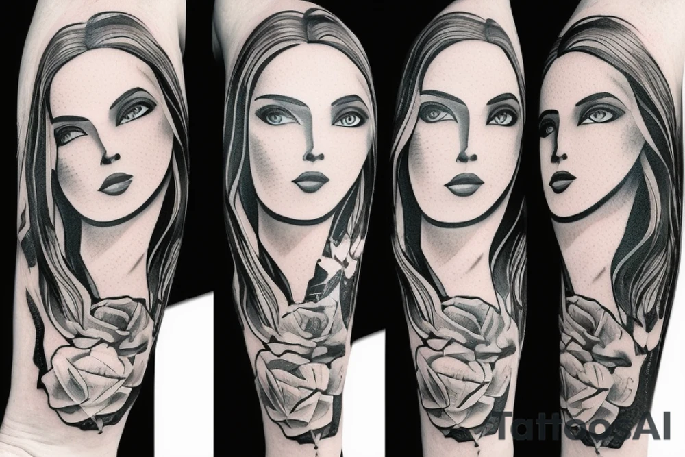 woman face, christ, clean, negativ tattoo idea