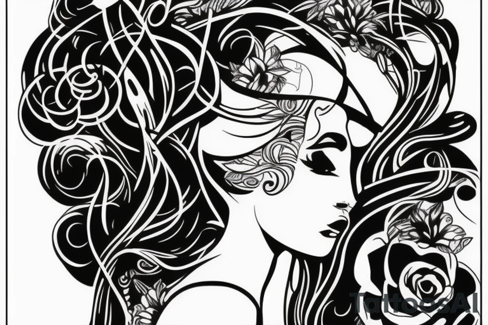 side profile woman tattoo idea