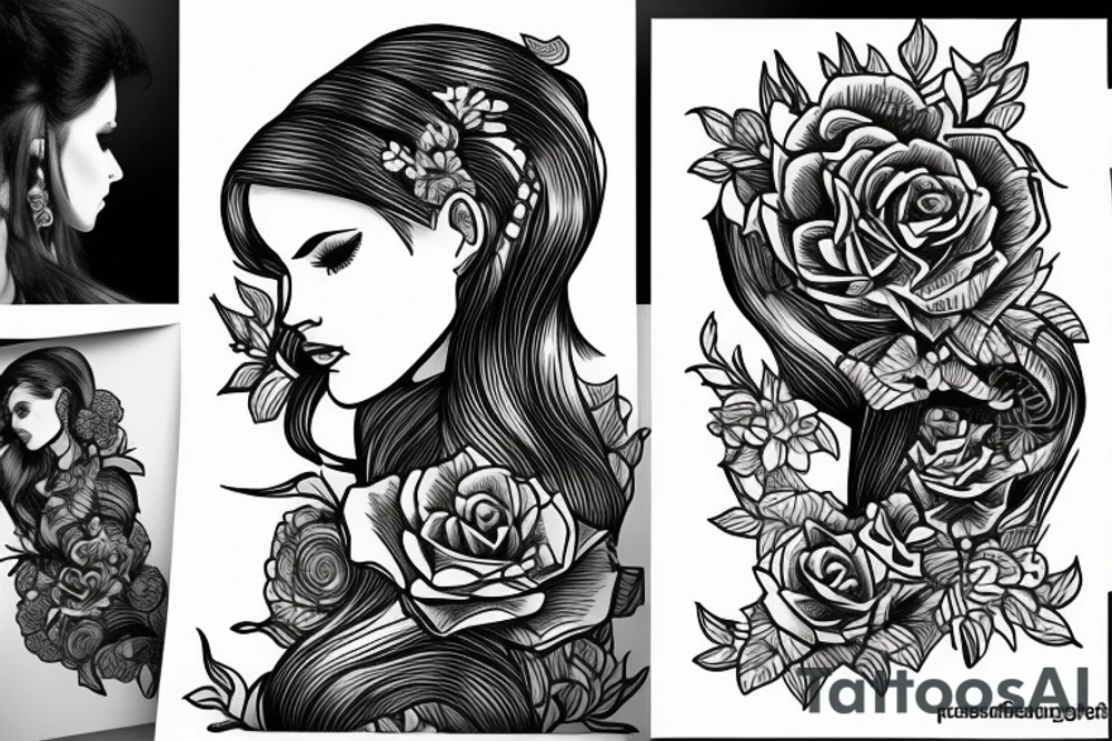 side profile woman tattoo idea