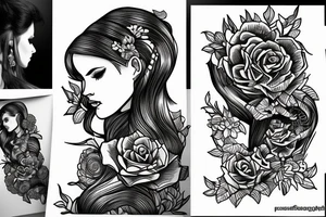 side profile woman tattoo idea