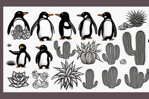 Penguin and cactus tattoo idea