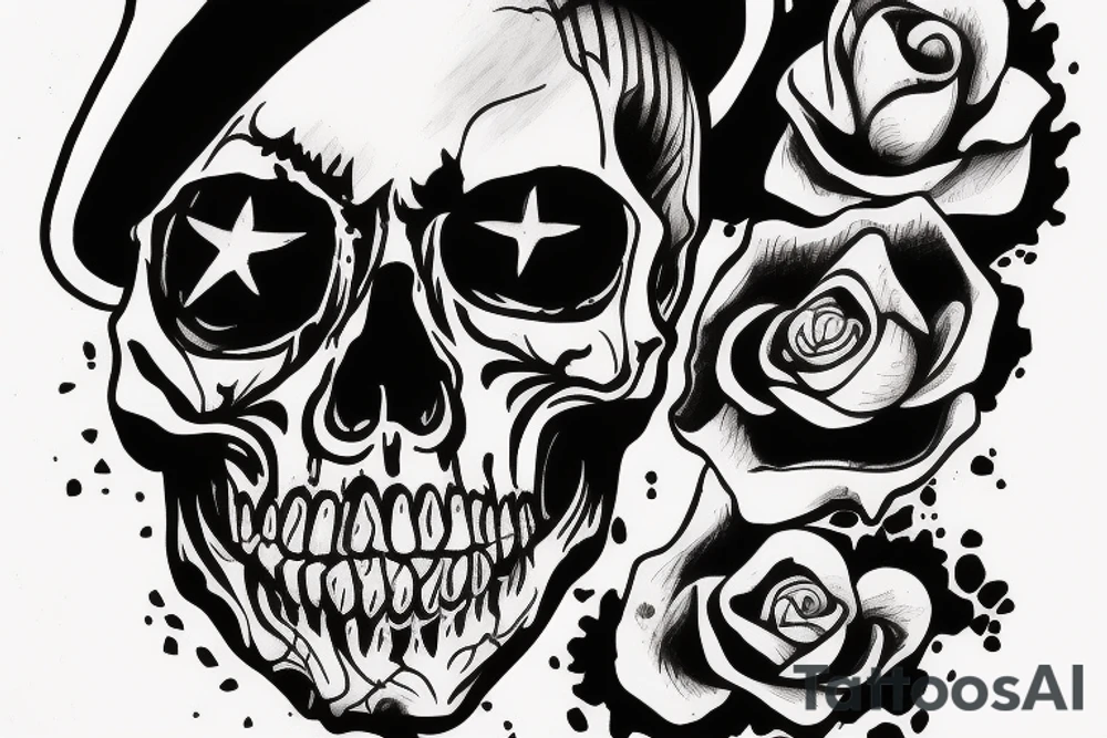 Realistic skull wearing chicano hat tattoo idea