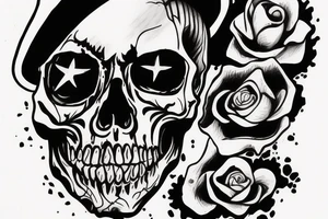 Realistic skull wearing chicano hat tattoo idea