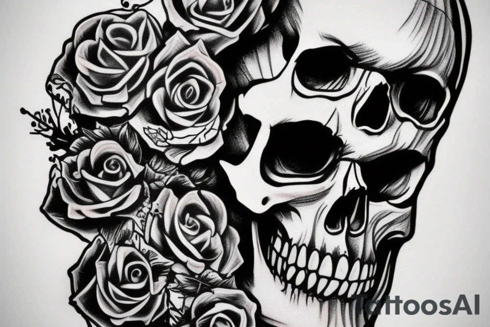 Realistic skull wearing chicano hat tattoo idea