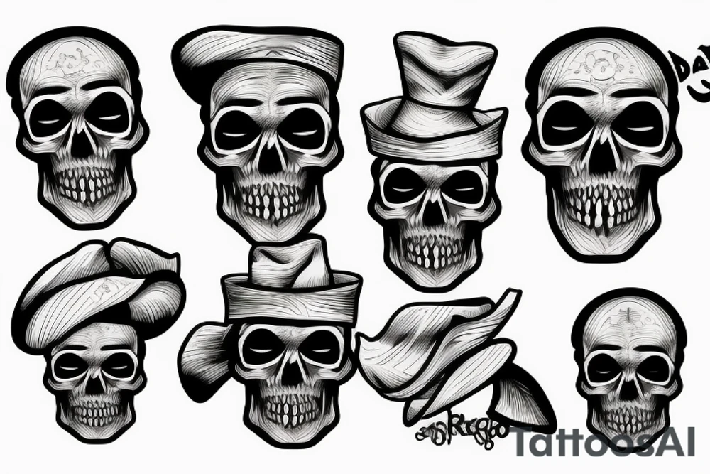 Realistic skull wearing chicano hat tattoo idea
