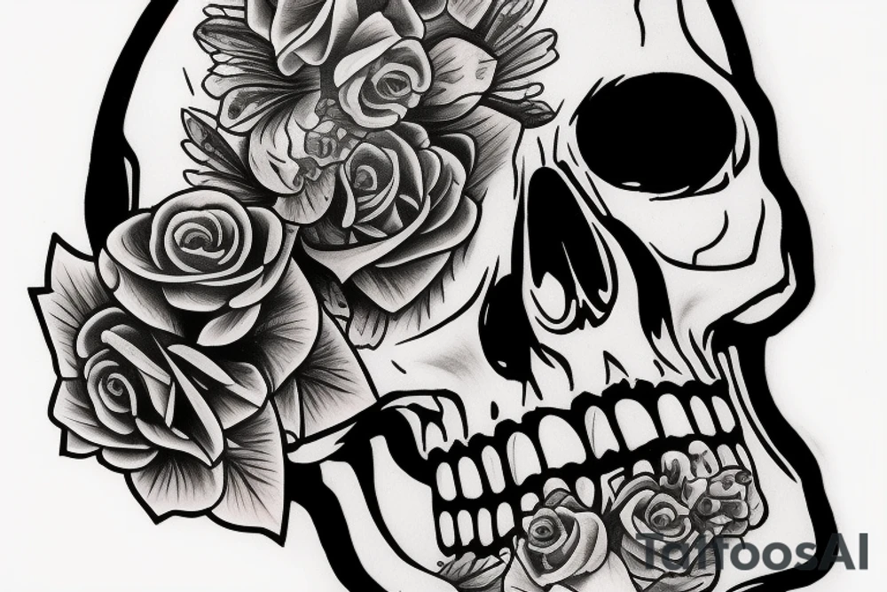 Realistic skull wearing chicano hat tattoo idea