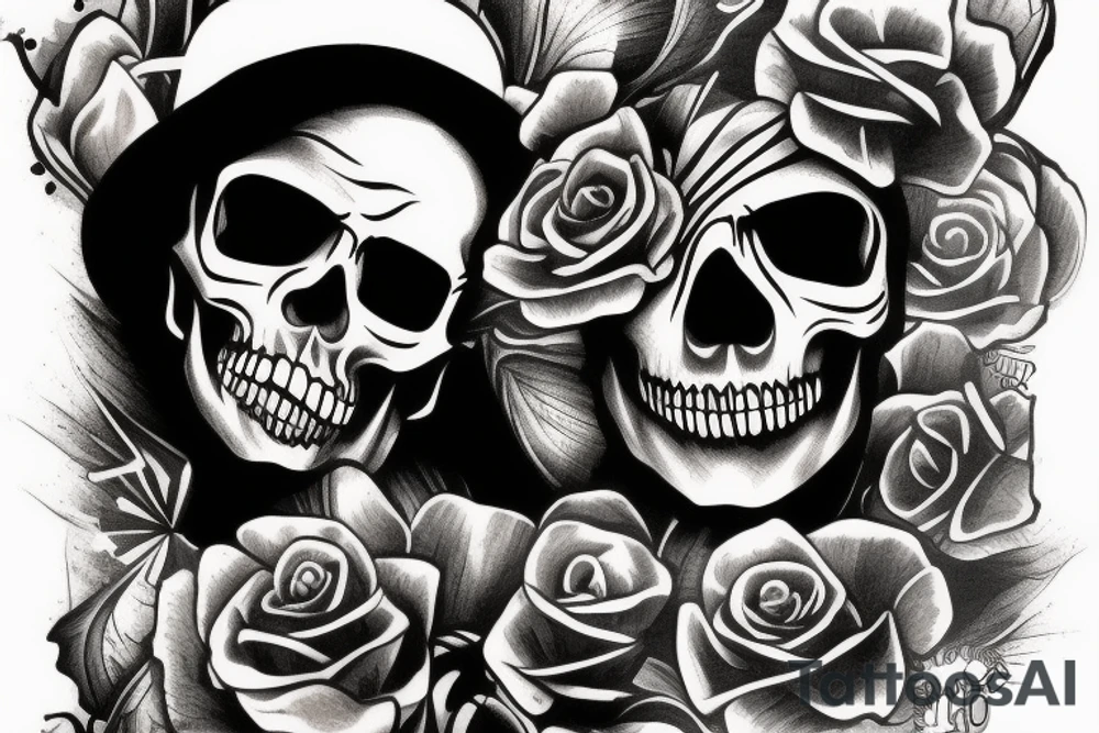 Realistic skull wearing chicano hat tattoo idea
