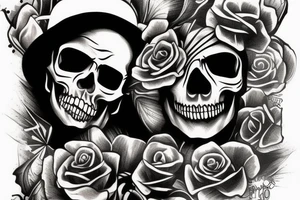 Realistic skull wearing chicano hat tattoo idea