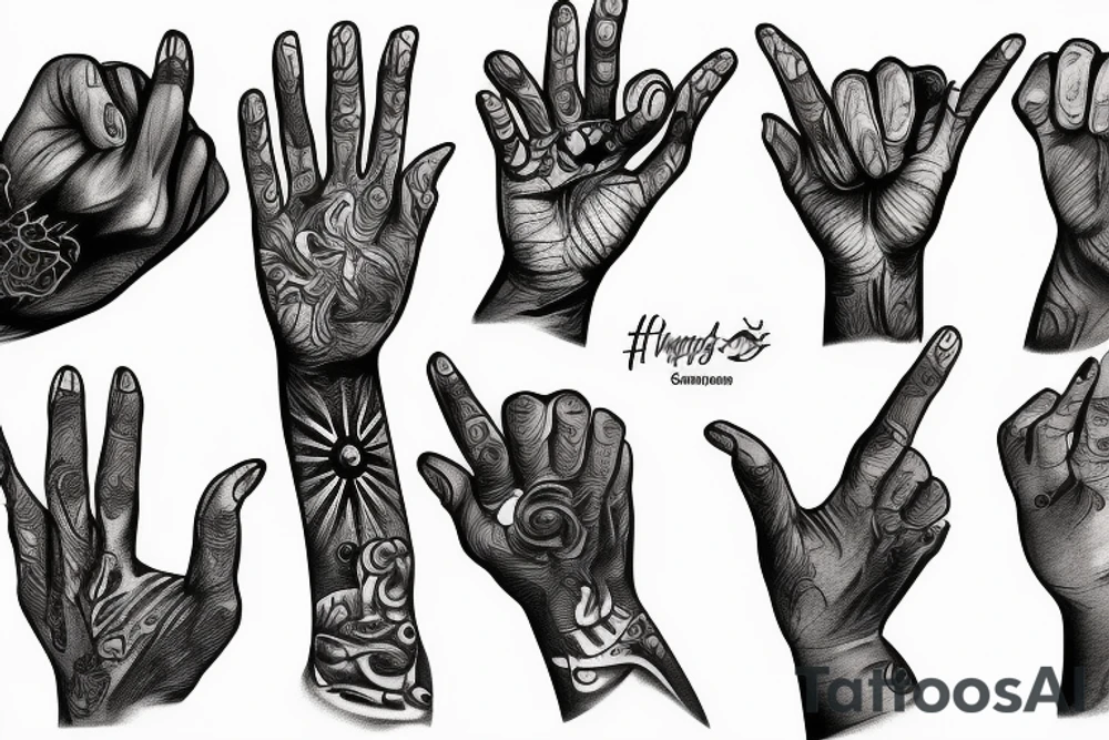 Hand making a three with the first three fingers and the last two fingers slightly up tattoo idea