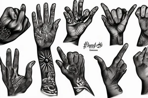 Hand making a three with the first three fingers and the last two fingers slightly up tattoo idea