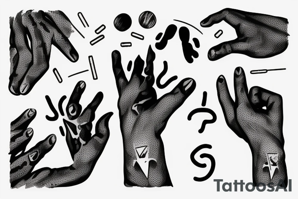 Hand making a three with the first three fingers and the last two fingers slightly up tattoo idea